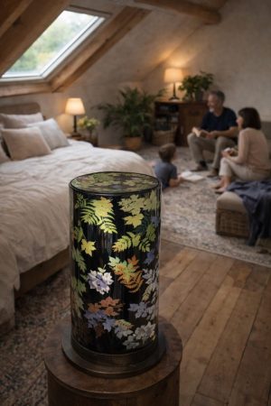 Boutique 9 Veilleuse totem Fougères Délicates – Verre Soufflé LED