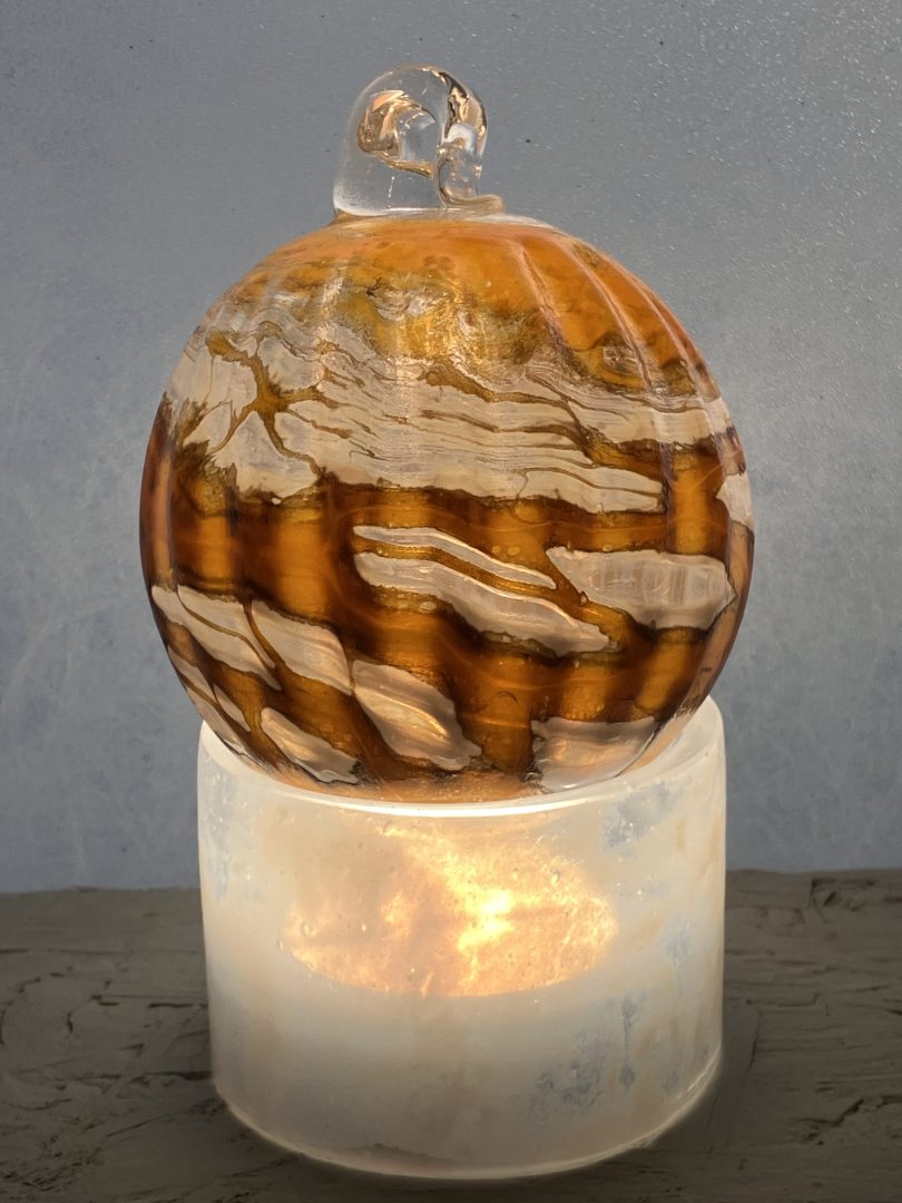 Boule de Noël JAUNE en verre soufflé 1 Boule de Noël JAUNE en verre soufflé